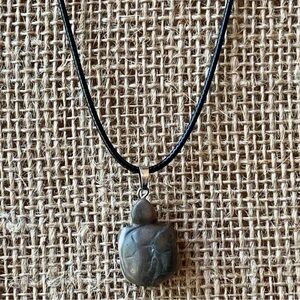 Striped Jasper Turtle Pendant Necklace Crystal Healing Animal Unisex Jewelry 20"